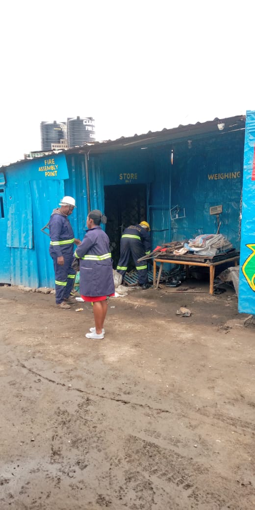 Used lead-acid car batteries collected for recycling in Nairobi