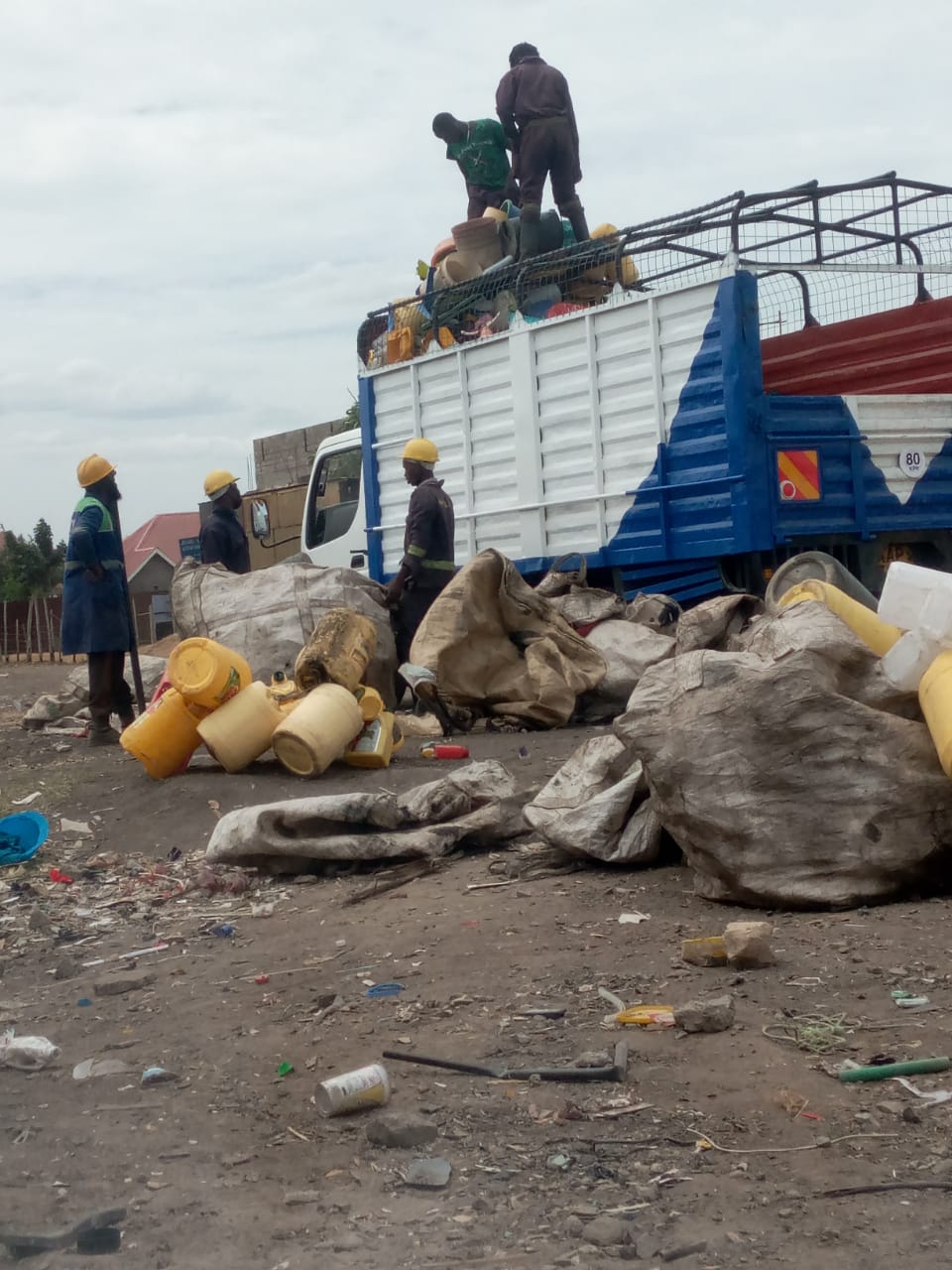 Recyclable plastic waste collected in Nairobi, Kenya